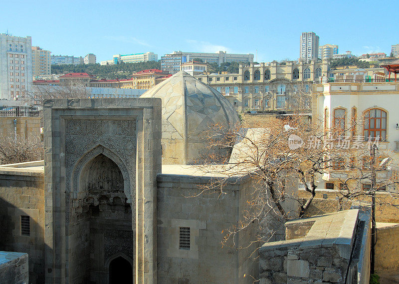 阿塞拜疆，巴库:Shirvan Shah的宫殿和城市景观